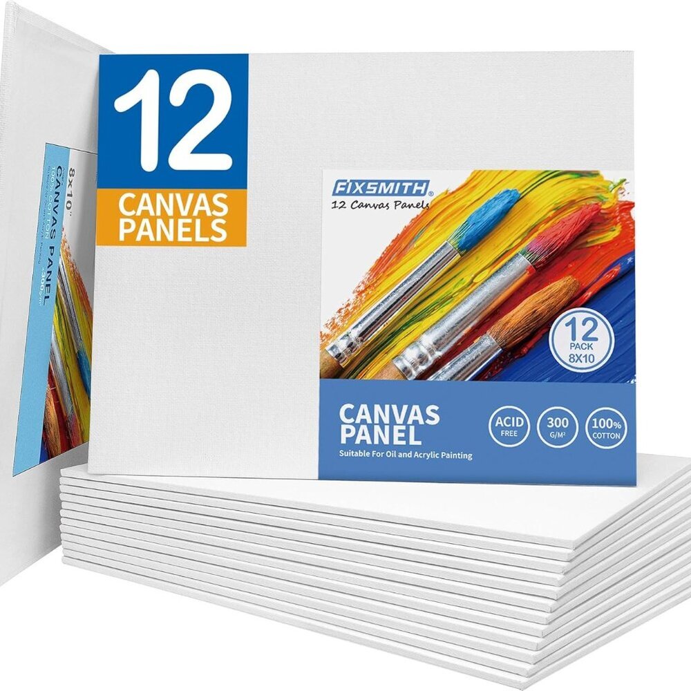 Canvas Boards for Painting 8x10 Inch, Super Value 12 Pack White Blank Canvas Pan